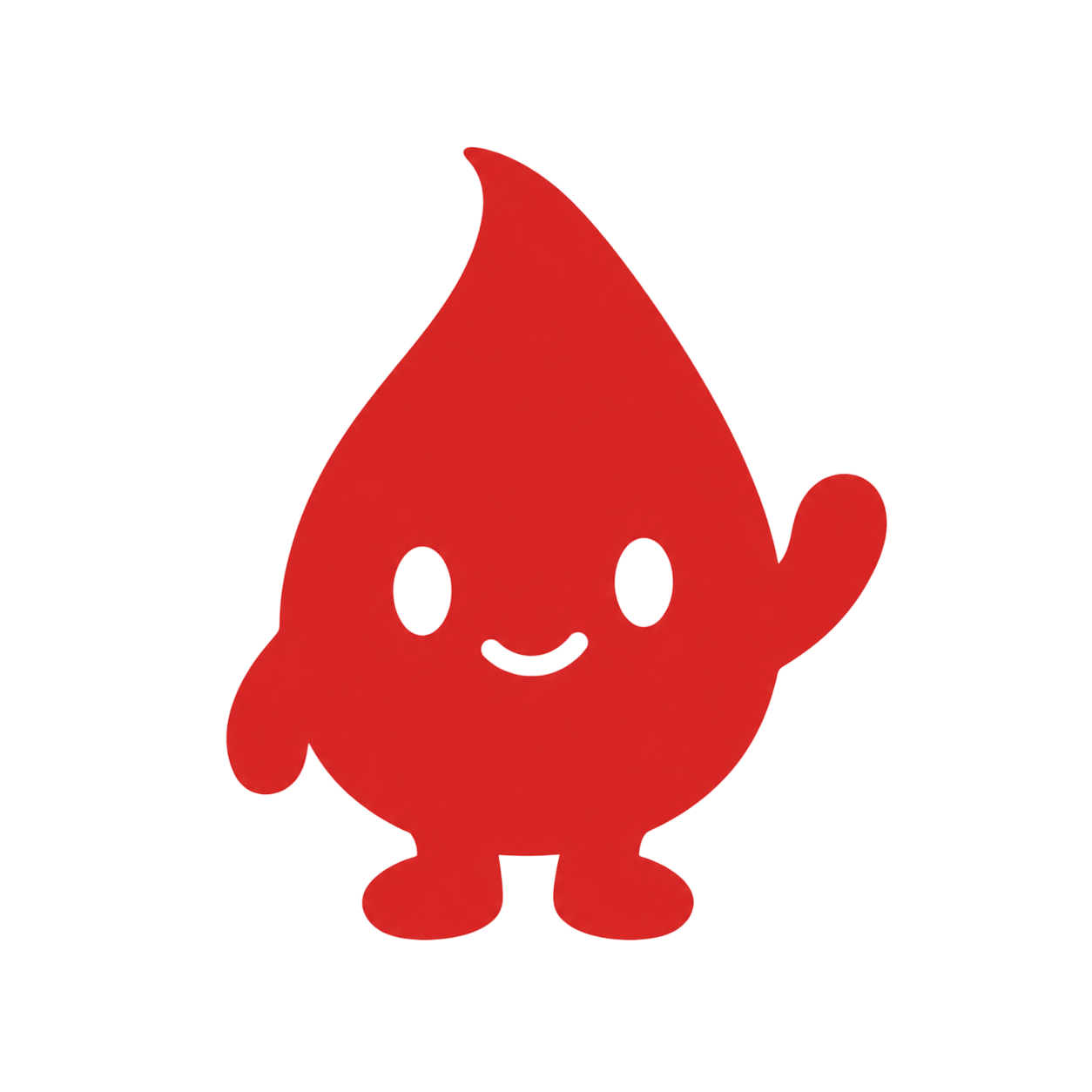 Our cheerful little blood-drop mascot, waving hello